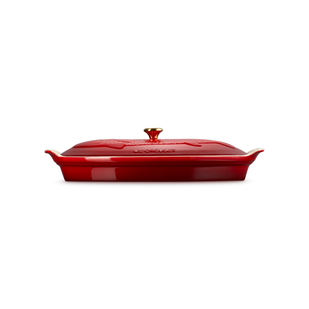Imagen 3 de Bandeja ovalada Heritage con tapa para pescado Le Creuset - Cereza 34 cm Cereza