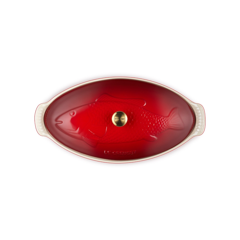 Imagen 4 de Bandeja ovalada Heritage con tapa para pescado Le Creuset - Cereza 34 cm Cereza