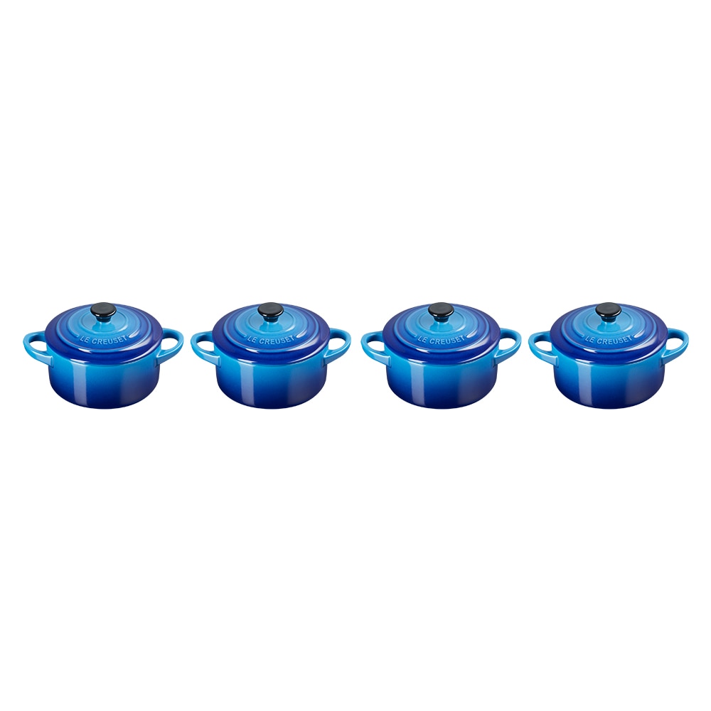 Imagen 0 de Set de 4 mini cocottes de cerámica de gres Le Creuset Azul