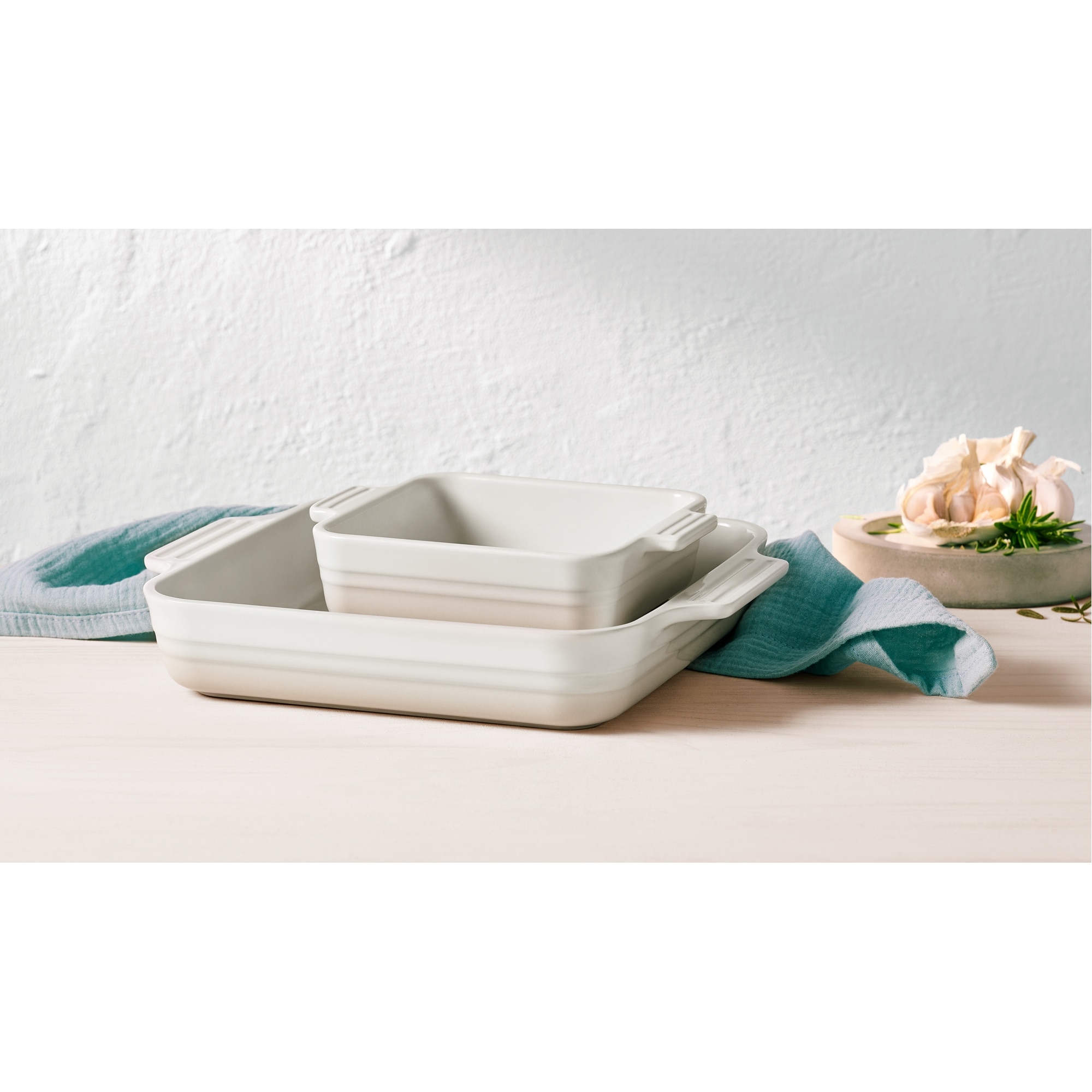 Imagen 3 de Set de 2 bandejas cuadradas de horno Le Creuset - Crema Crema