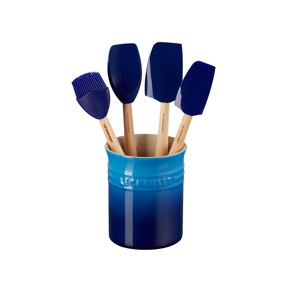 Imagen 1 de Set de 4 espátulas con bote de cerámica de gres Craft Le Creuset - Azul Azul