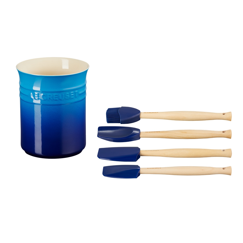 Imagen 2 de Set de 4 espátulas con bote de cerámica de gres Craft Le Creuset - Azul Azul