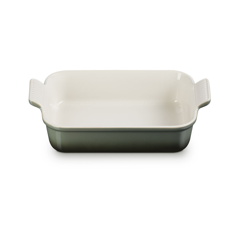 Bandeja rectangular Heritage de cerámica de gres Le Creuset - Salmón 26 cm Verde oscuro-2
