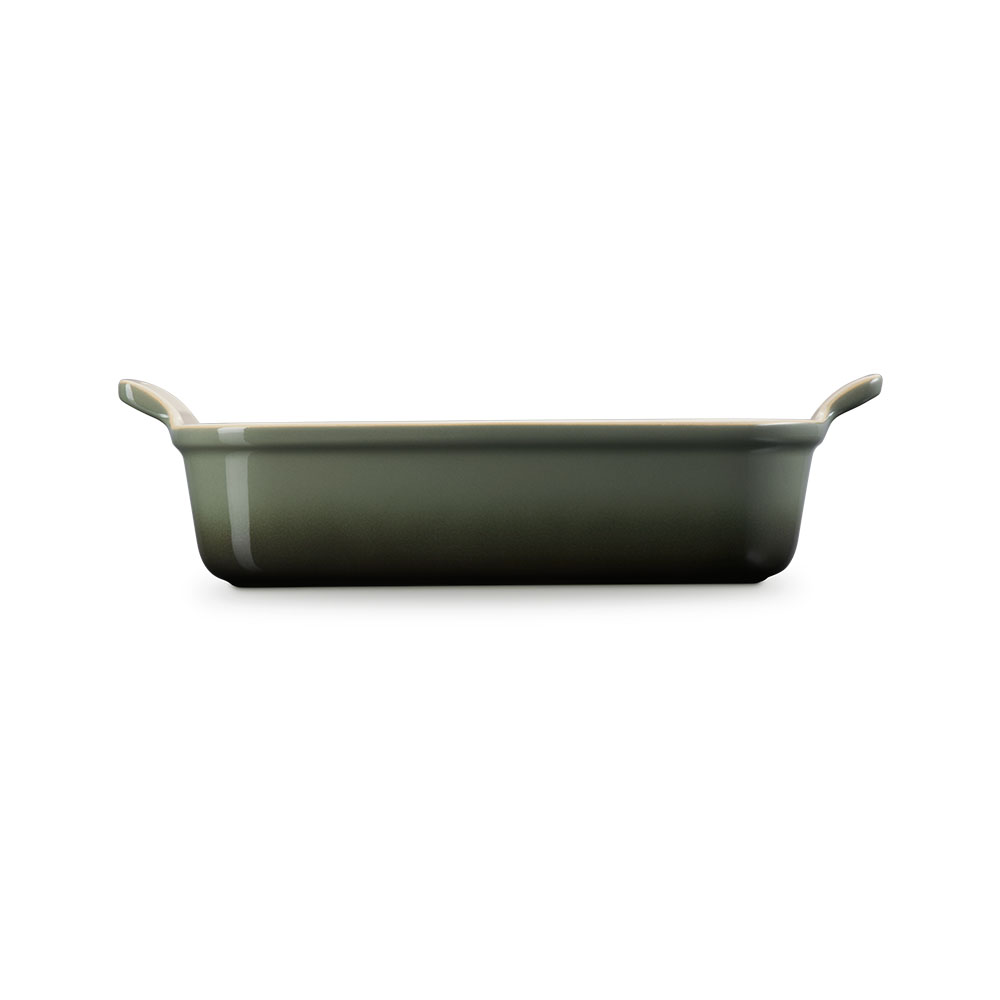 Bandeja rectangular Heritage de cerámica de gres Le Creuset - Salmón 26 cm Verde oscuro-3