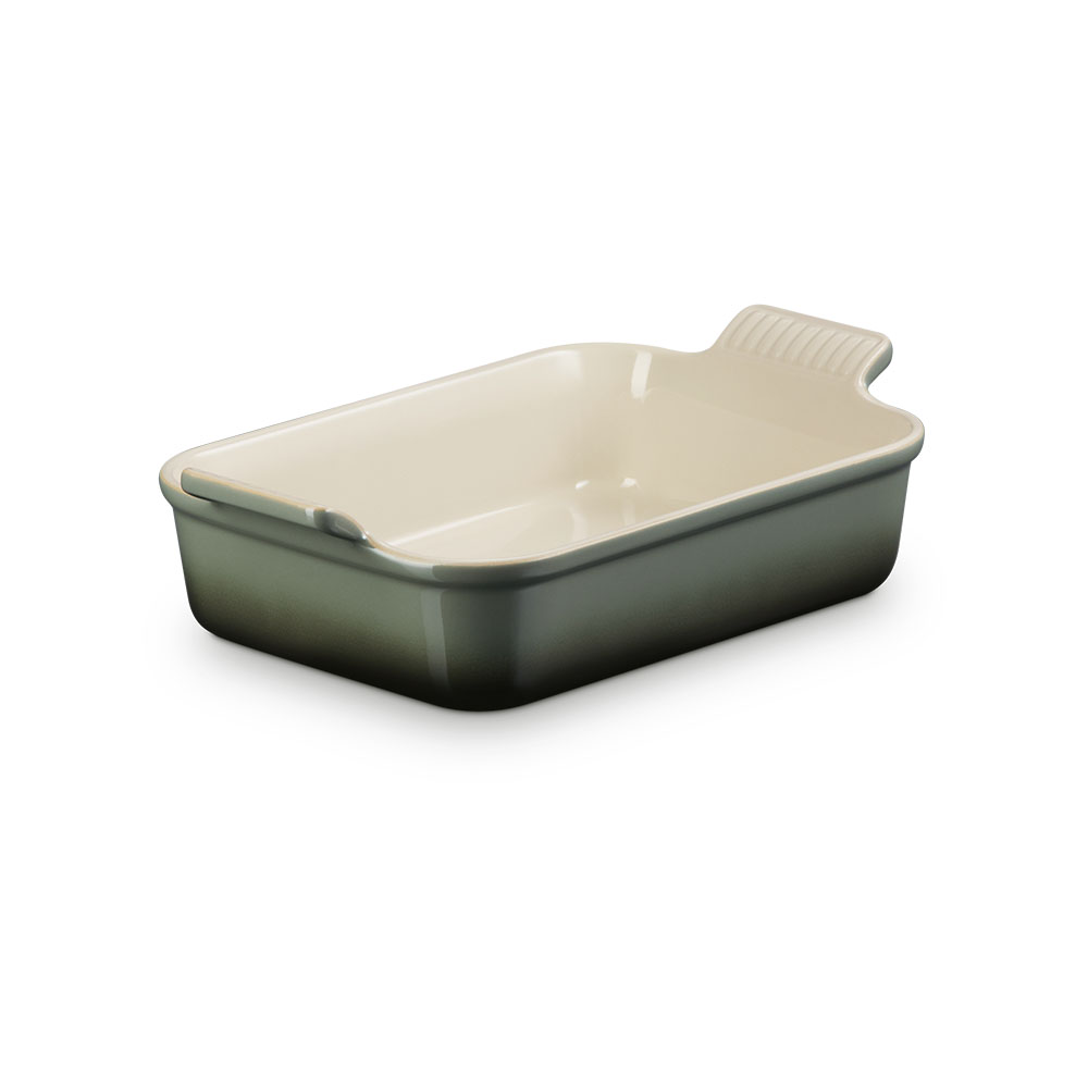 Bandeja rectangular Heritage de cerámica de gres Le Creuset - Salmón 26 cm Verde oscuro-4