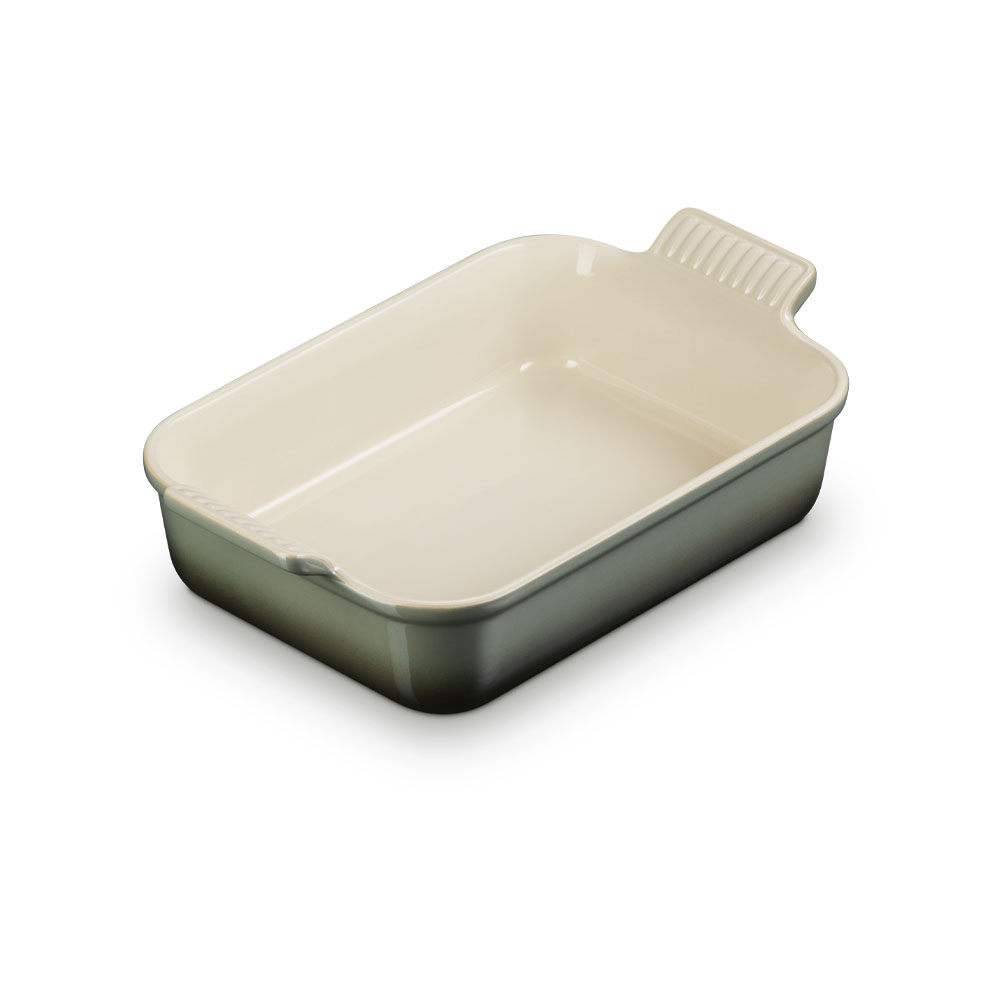 Bandeja rectangular Heritage de cerámica de gres Le Creuset - Salmón 26 cm Verde oscuro-5
