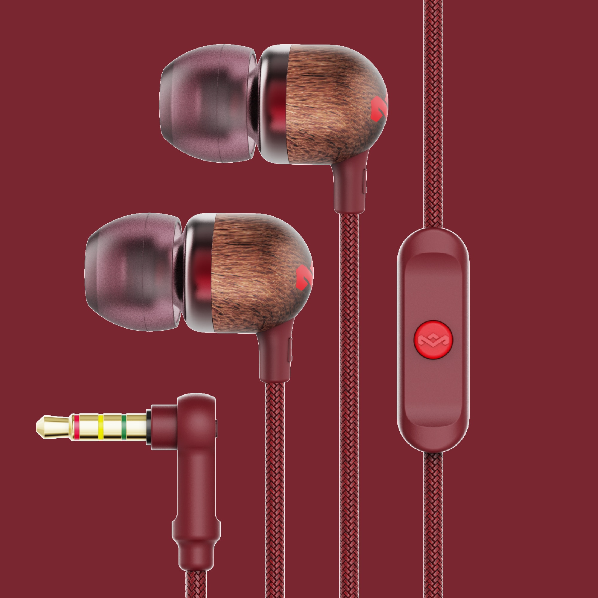 Auricular de botón de The House of Marley Smile Jamaica - Rojo Rojo-4