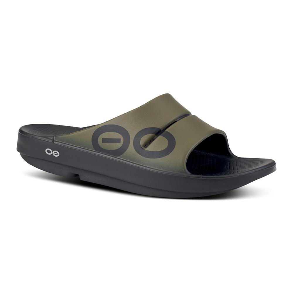 Sandalia de recuperación unisex Ooahh Sport Oofos - Negro / Verde Negro / Verde-2