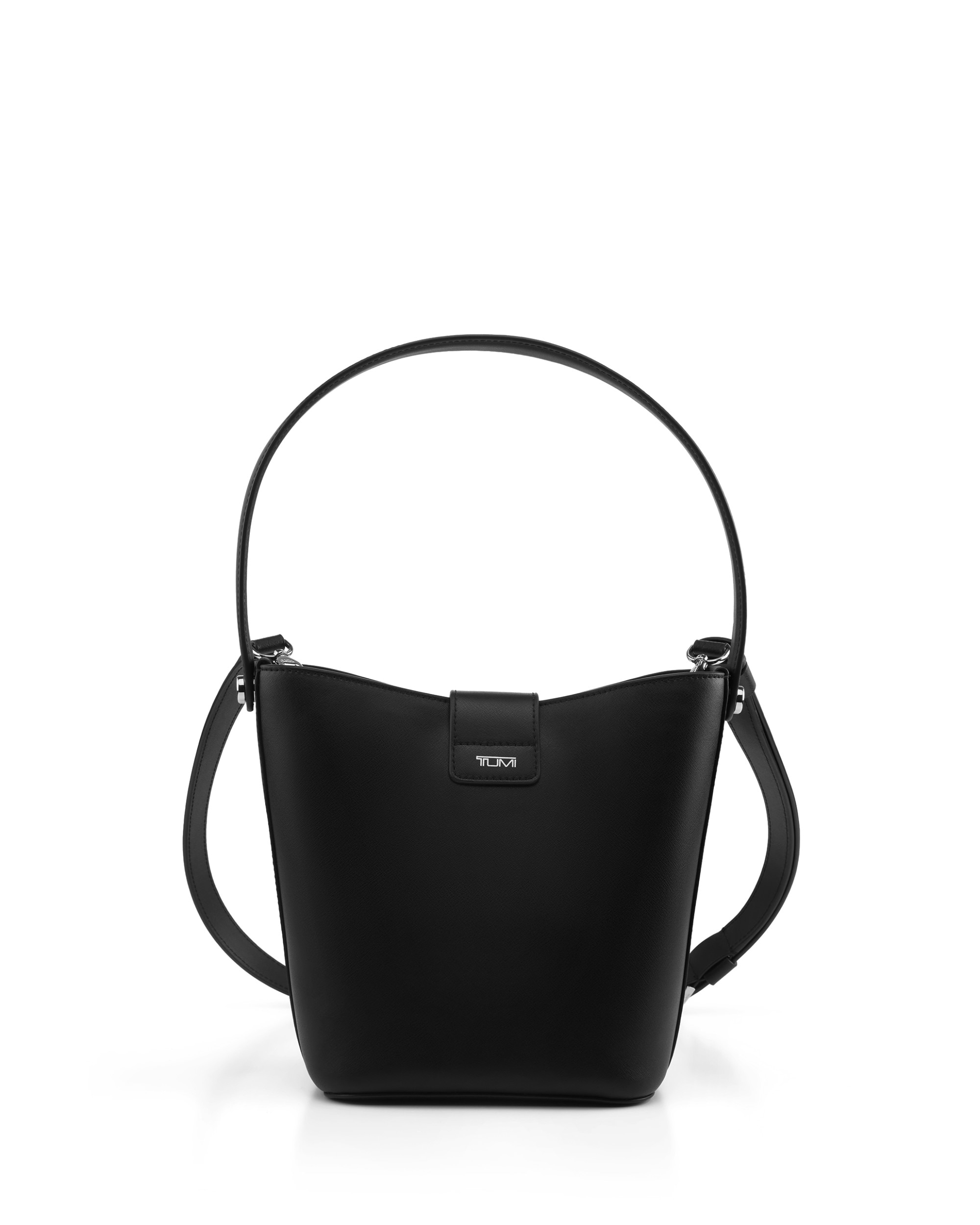 Bolso bucket pequeño olas de piel con correa ajustable - Tumi - Negro Negro-5