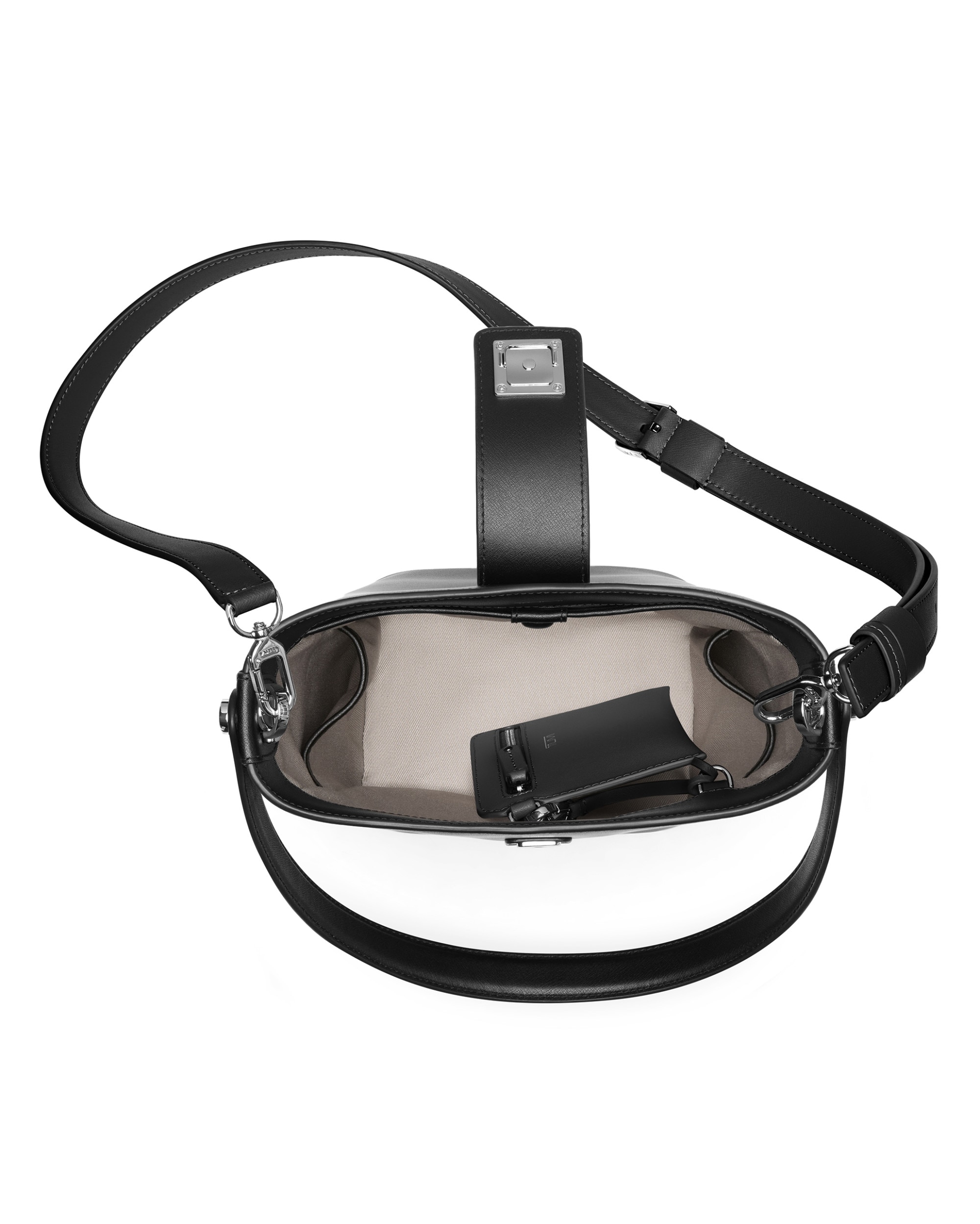 Bolso bucket pequeño olas de piel con correa ajustable - Tumi - Negro Negro-6