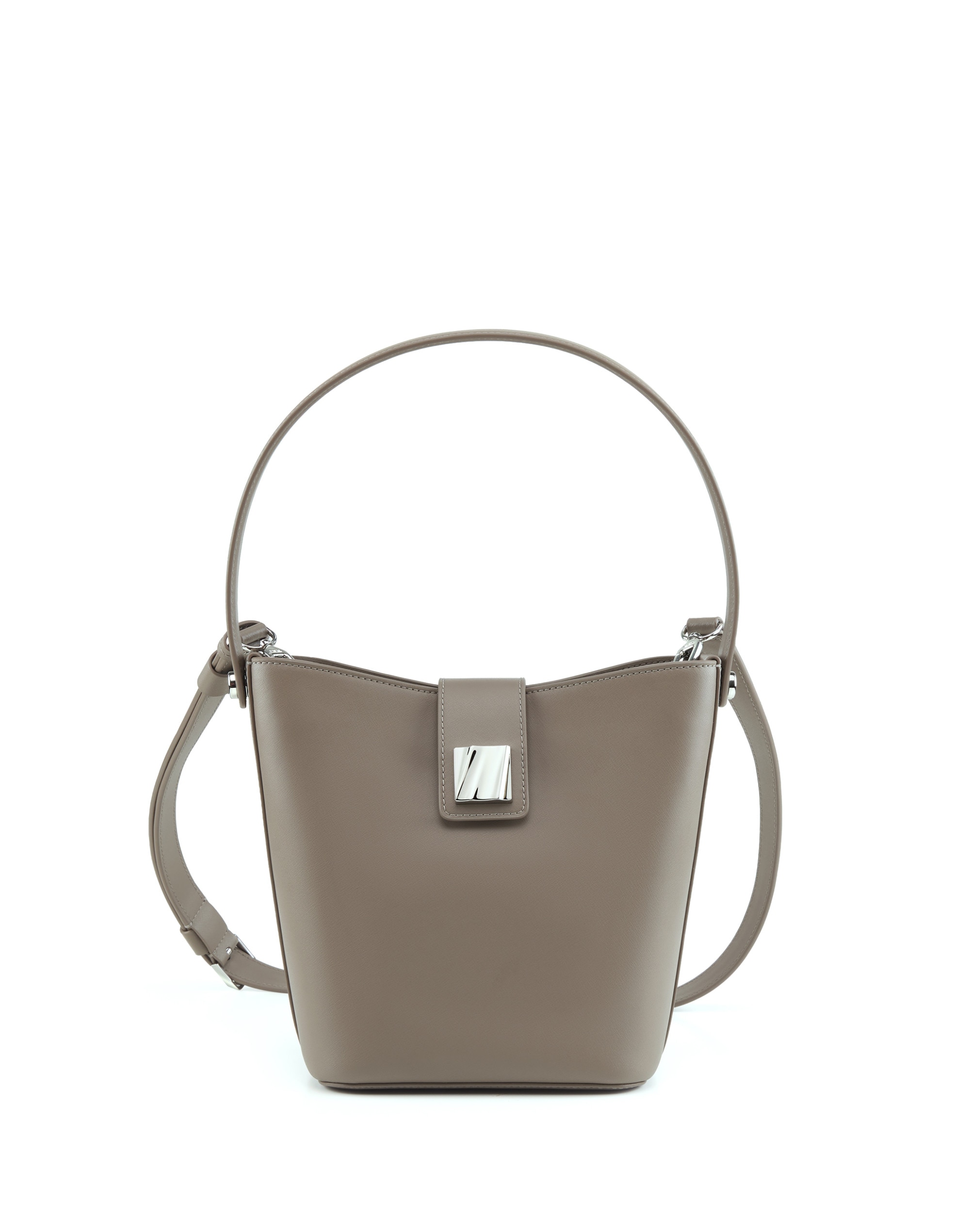 Imagen 0 de Bolso bucket pequeño olas de piel con correa ajustable Gris oscuro