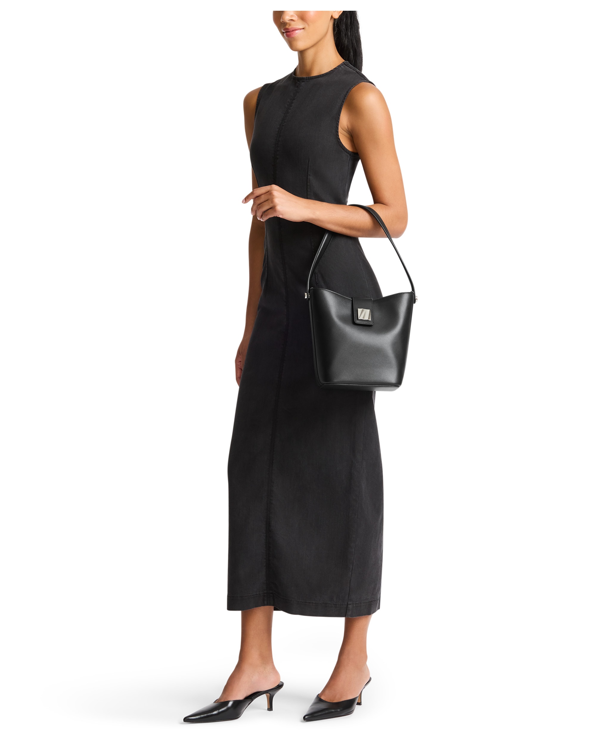 Bolso bucket pequeño olas de piel con correa ajustable - Tumi - Gris oscuro Gris oscuro-2