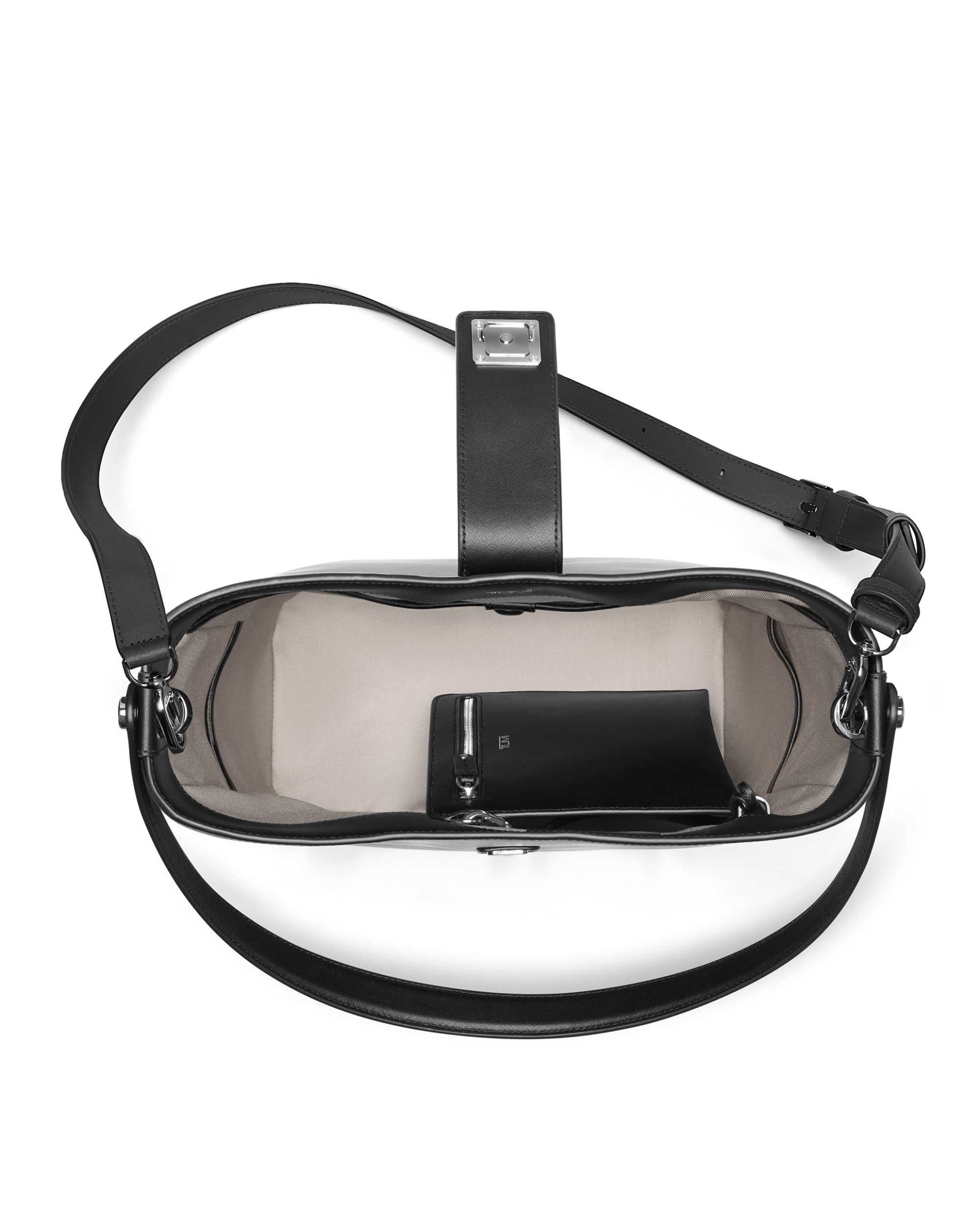 Imagen 6 de Bolso bucket mediano olas de piel con correa ajustable - Tumi - Negro Negro
