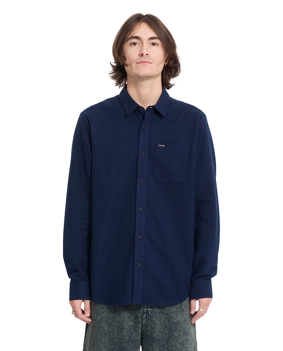 Imagen 1 de Camisa de hombre con corte clásico y estampado liso Azul marino