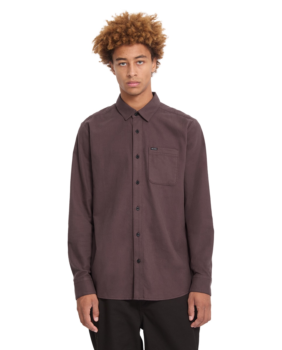 Imagen 1 de Camisa de hombre con corte clásico y estampado liso - Volcom - Ciruela Ciruela