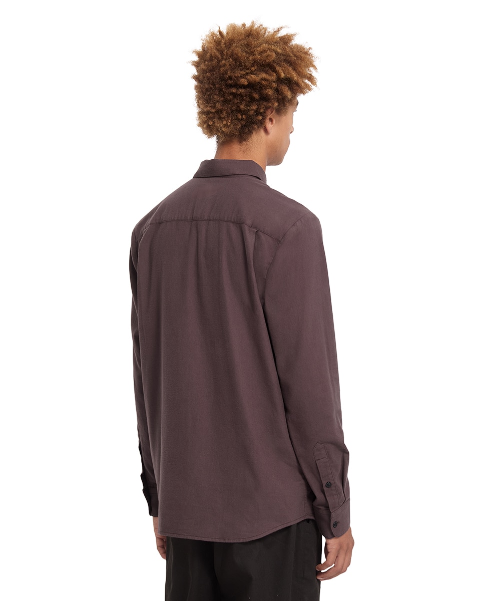Imagen 2 de Camisa de hombre con corte clásico y estampado liso - Volcom - Ciruela Ciruela
