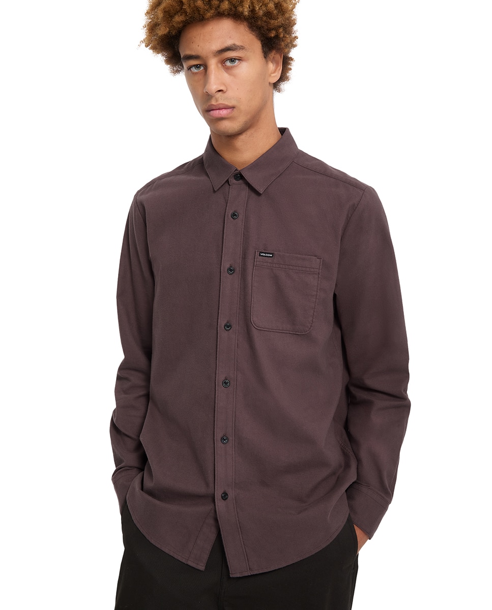Imagen 5 de Camisa de hombre con corte clásico y estampado liso - Volcom - Ciruela Ciruela