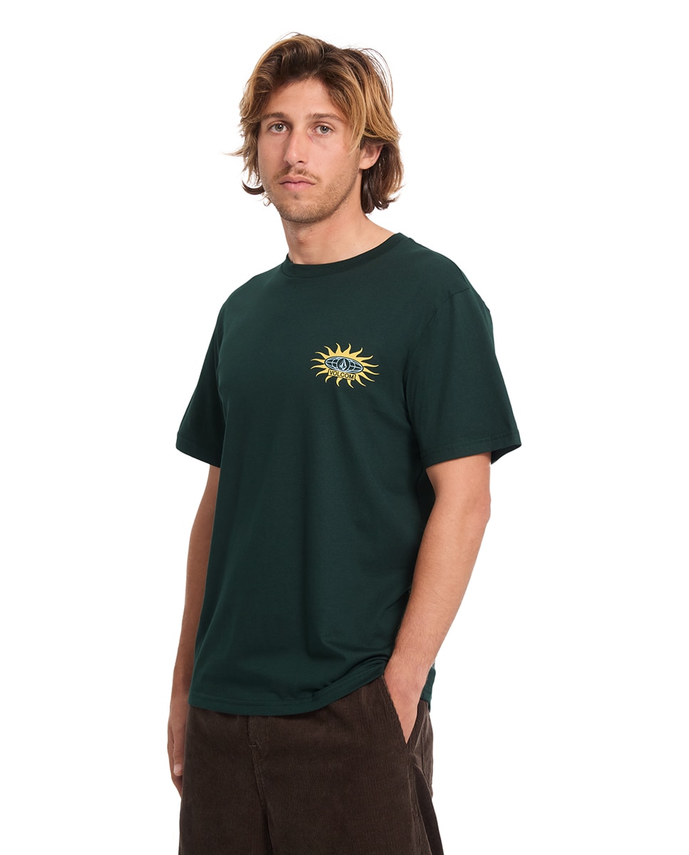 Imagen 4 de Camiseta de hombre de manga corta y cuello redondo - Volcom - Verde oscuro Verde oscuro