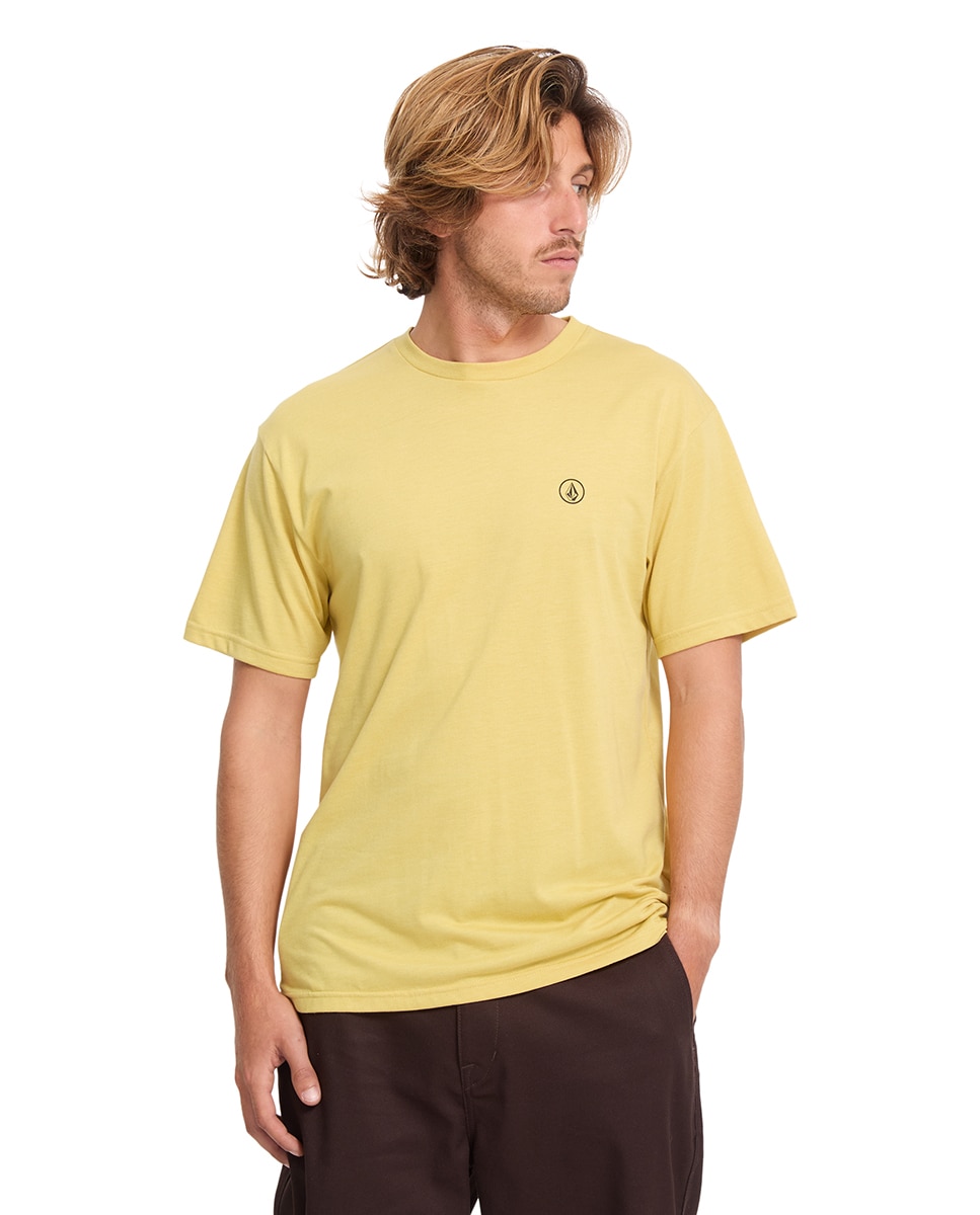 Imagen 1 de Camiseta de hombre de manga corta y cuello redondo Mostaza