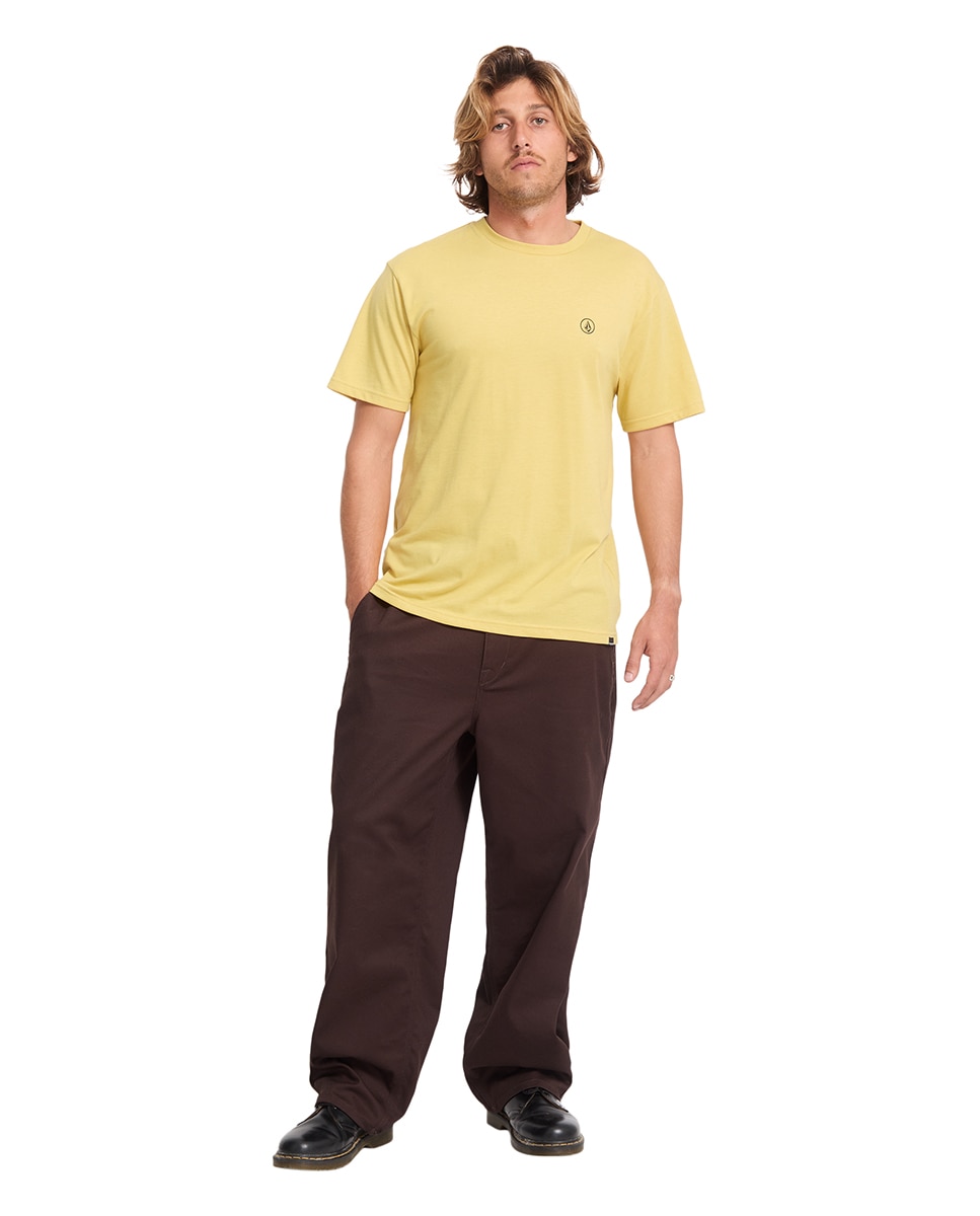 Imagen 3 de Camiseta de hombre de manga corta y cuello redondo - Volcom - Mostaza Mostaza
