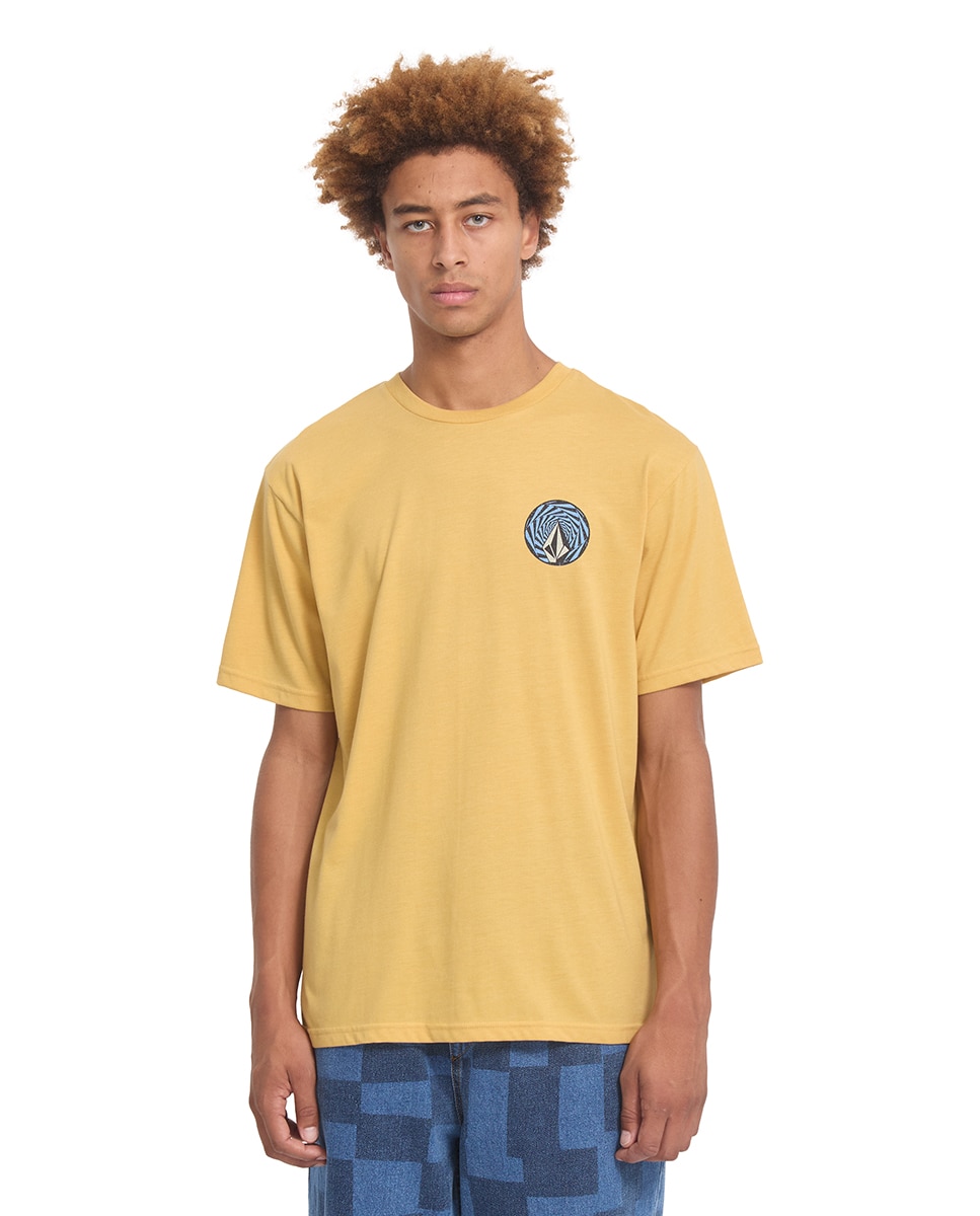 Imagen 1 de Camiseta de hombre de manga corta y cuello redondo Mostaza