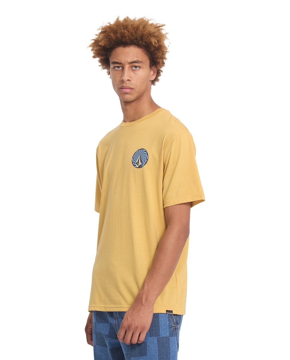 Imagen 4 de Camiseta de hombre de manga corta y cuello redondo - Volcom - Mostaza Mostaza