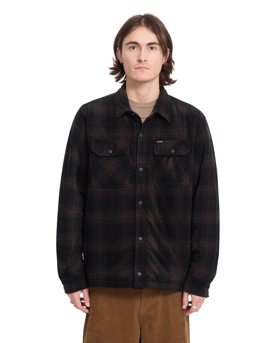 Imagen 1 de Sobrecamisa de hombre con corte clásico y estampado a cuadros - Volcom - Marrón chocolate Marrón chocolate