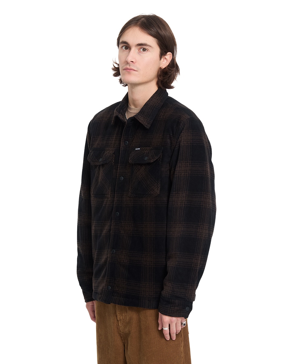 Imagen 4 de Sobrecamisa de hombre con corte clásico y estampado a cuadros - Volcom - Marrón chocolate Marrón chocolate