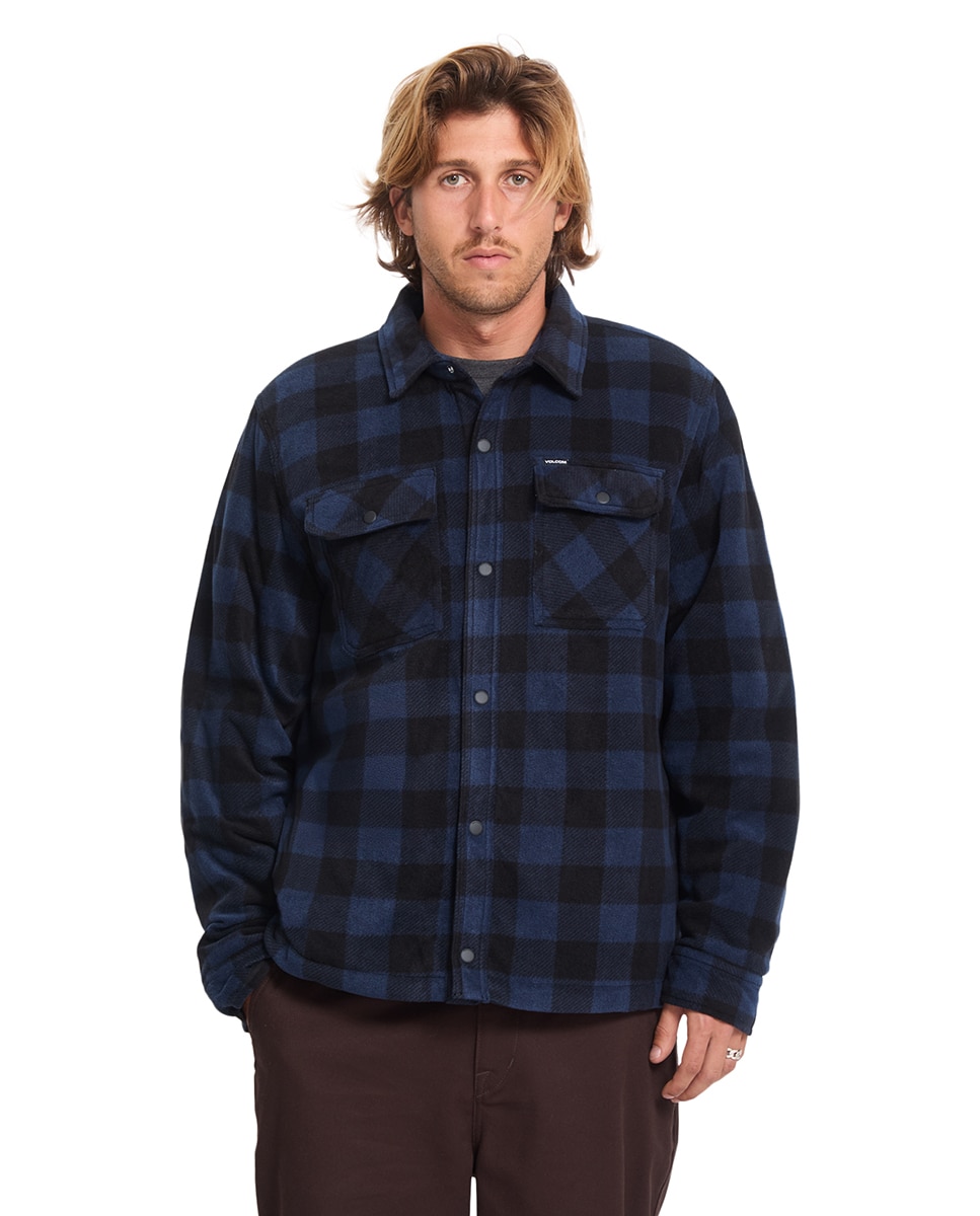 Imagen 1 de Sobrecamisa de hombre con corte clásico y estampado a cuadros - Volcom - Azul marino Azul marino