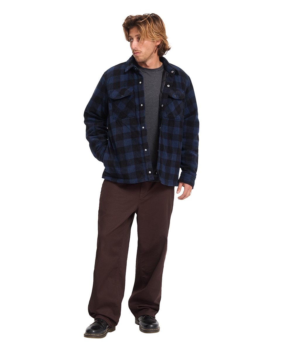 Imagen 3 de Sobrecamisa de hombre con corte clásico y estampado a cuadros - Volcom - Azul marino Azul marino
