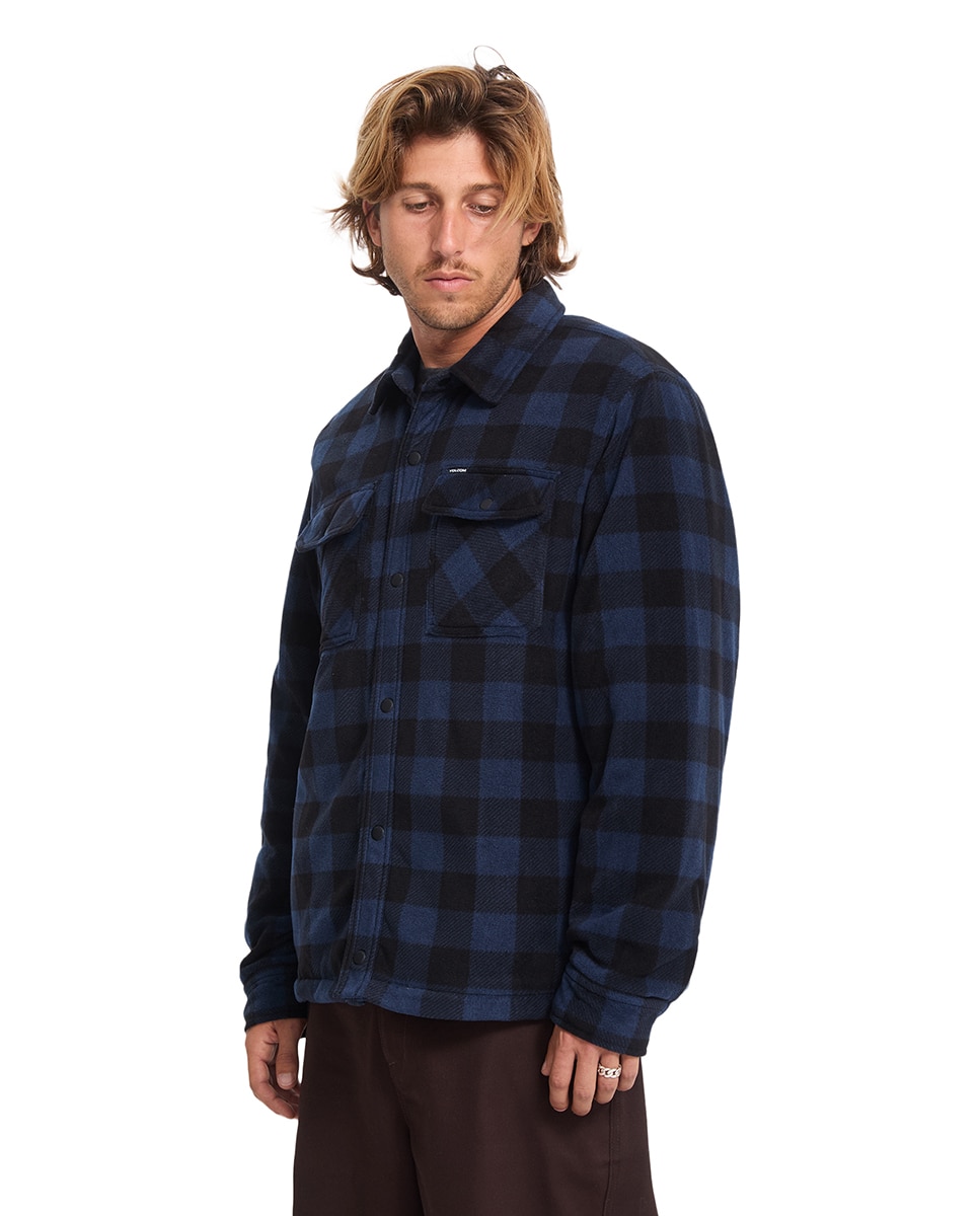 Imagen 4 de Sobrecamisa de hombre con corte clásico y estampado a cuadros - Volcom - Azul marino Azul marino