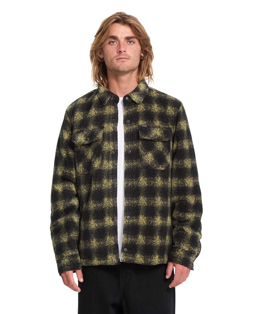 Imagen 1 de Sobrecamisa de hombre con corte clásico y estampado a cuadros - Volcom - Mostaza Mostaza