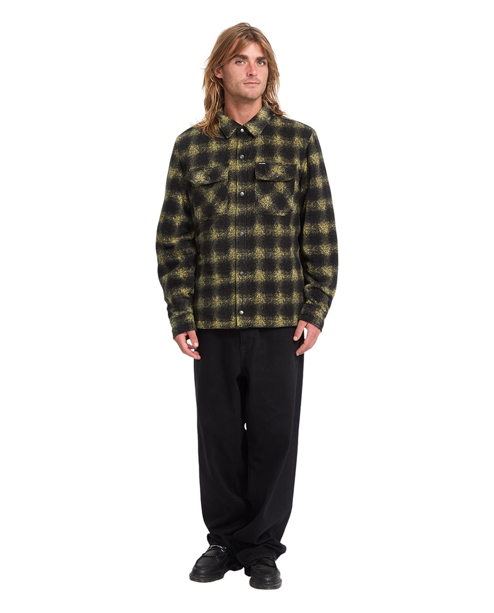 Imagen 3 de Sobrecamisa de hombre con corte clásico y estampado a cuadros - Volcom - Mostaza Mostaza