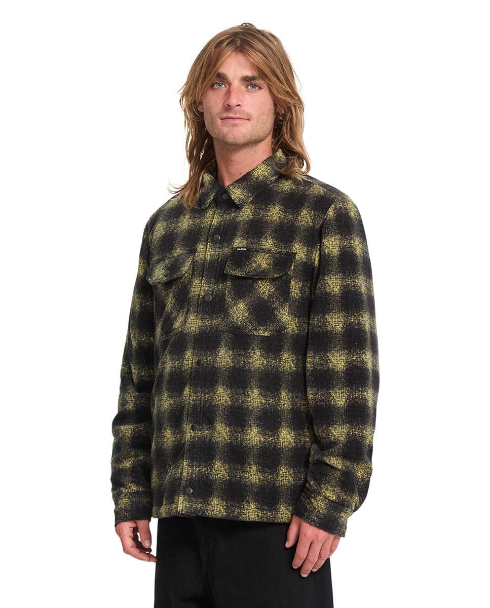 Imagen 4 de Sobrecamisa de hombre con corte clásico y estampado a cuadros - Volcom - Mostaza Mostaza