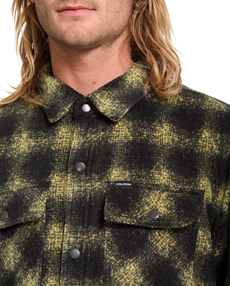 Imagen 6 de Sobrecamisa de hombre con corte clásico y estampado a cuadros - Volcom - Mostaza Mostaza