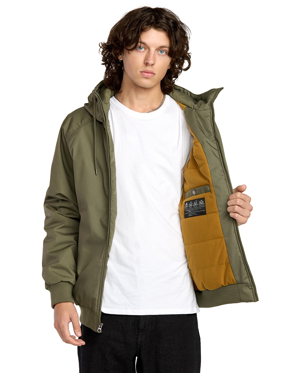 Imagen 5 de Parka de hombre con capucha y corte normal - Volcom - Verde oscuro Verde oscuro