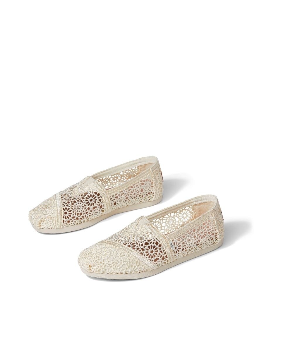 Alpargatas planas de mujer estilo crochet de lona - Toms - Marrón Marrón-2