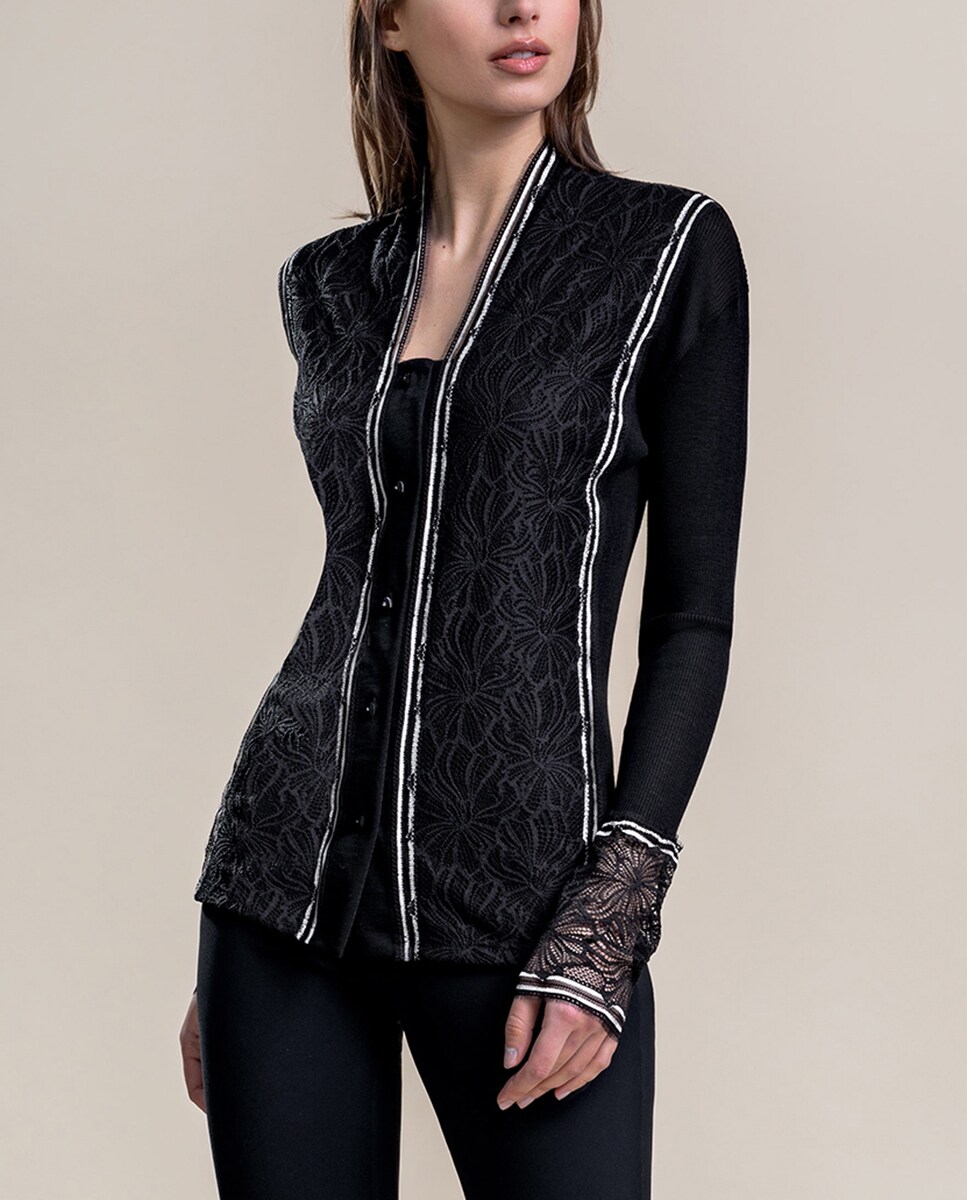 Encaje Camiseta Manga Larga Interior Mujer Camiseta Interior De