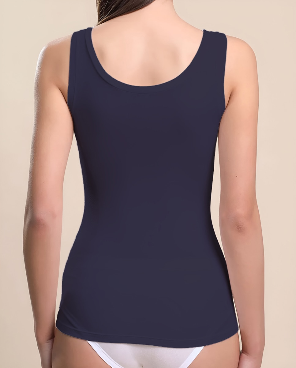 Camiseta interior de mujer sin mangas con escote redondo - Vittoria B. Intimo - Azul marino Azul marino-2
