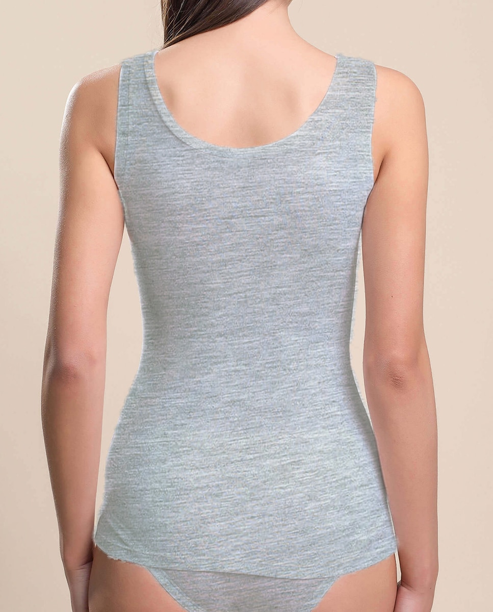 Camiseta interior de mujer sin mangas con escote redondo - Vittoria B. Intimo - Gris Gris-2