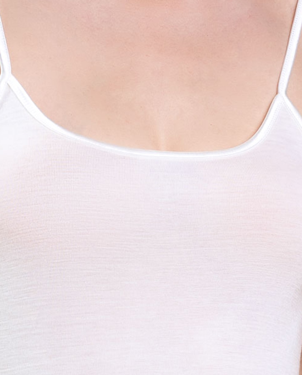 Camiseta interior de mujer de tirantes con borde satinado - Vittoria B. Intimo - Crudo Crudo-3