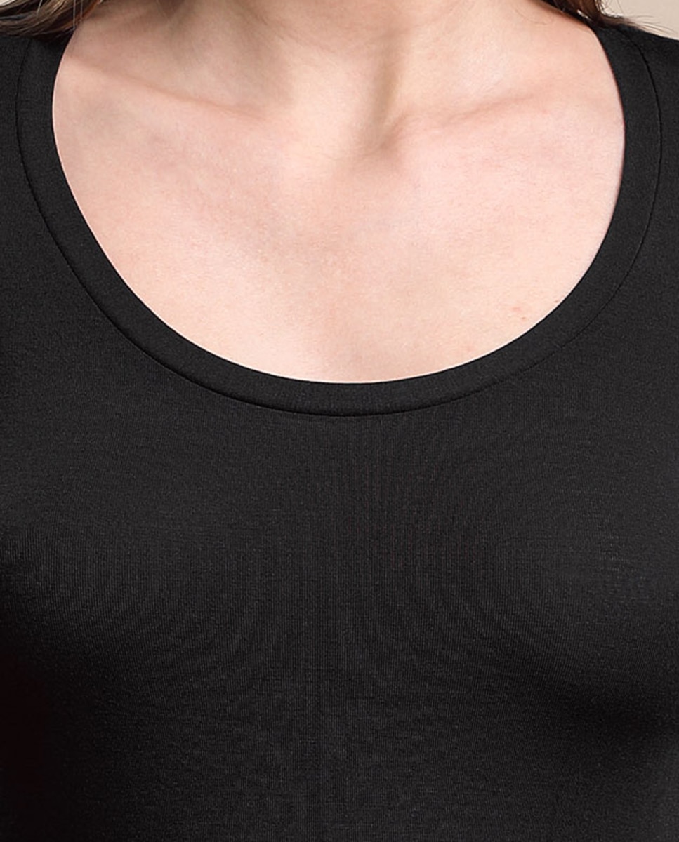 Camiseta interior de mujer de manga larga con escote redondo - Vittoria B. Intimo - Negro Negro-3