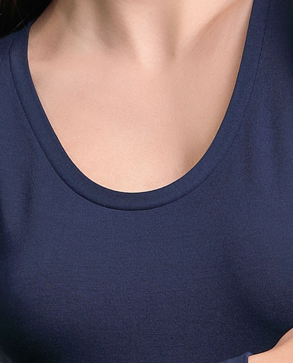 Camiseta interior de mujer de manga larga con escote redondo - Vittoria B. Intimo - Azul marino Azul marino-3