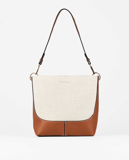 Imagen 0 de Bolso de hombro combinación lino color beige y marrón