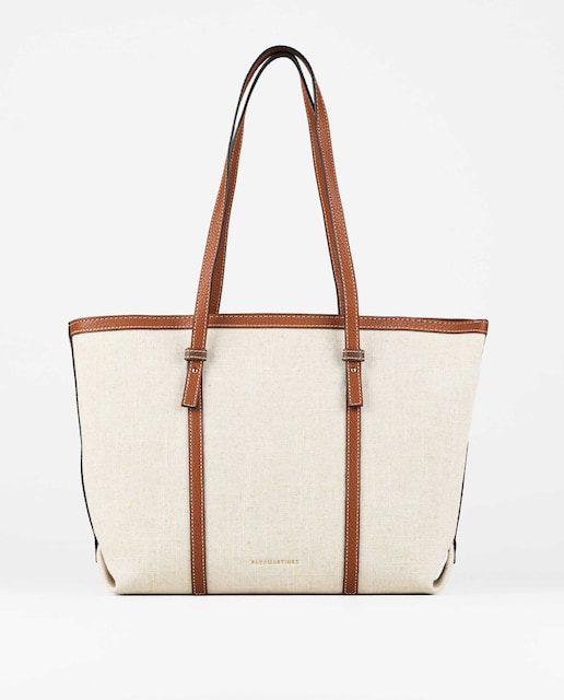 Imagen 0 de Bolso de hombro combinación lino color beige y marrón