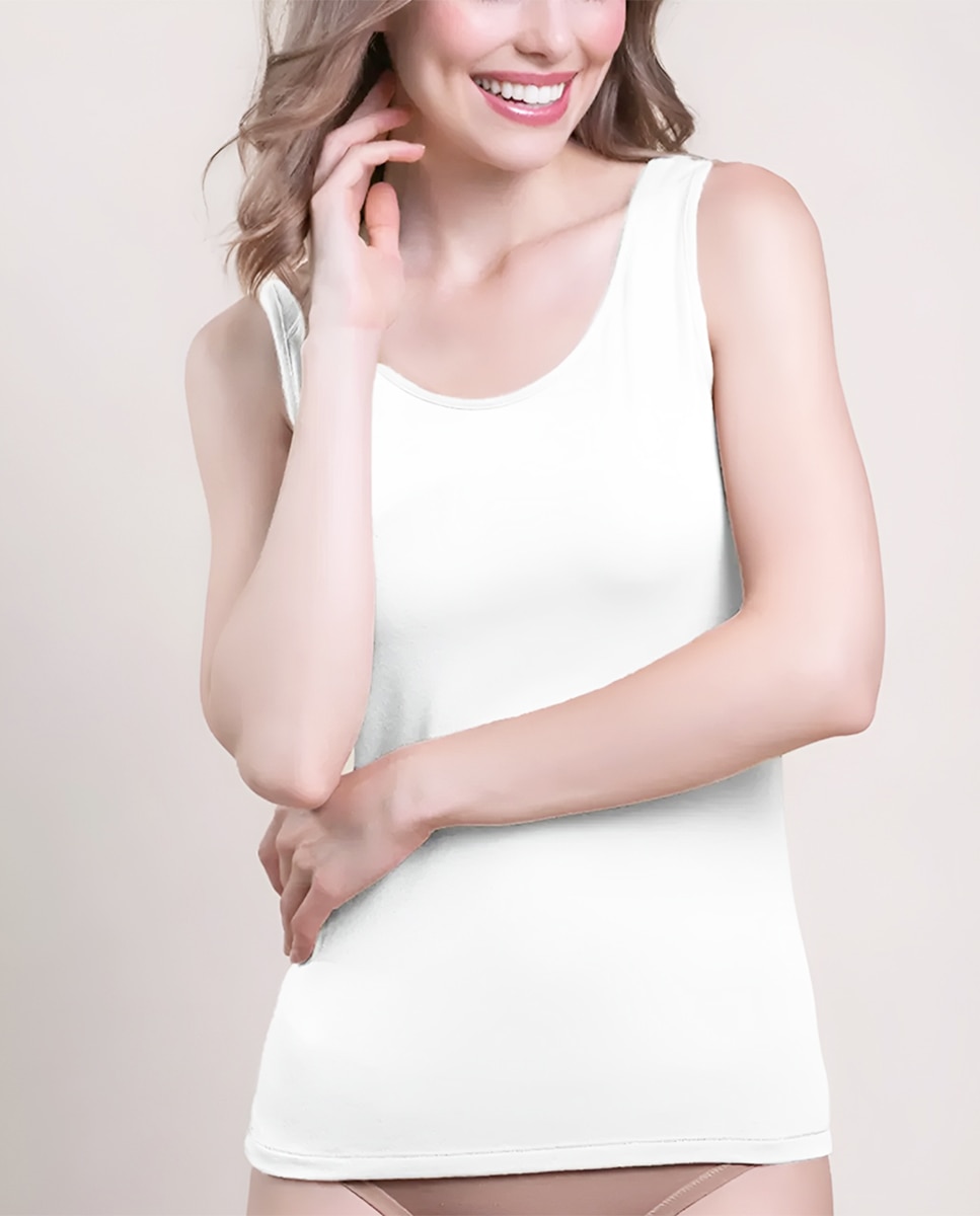 Camiseta interior de mujer sin mangas con escote redondo - Vittoria B. Intimo - Blanco Blanco-1
