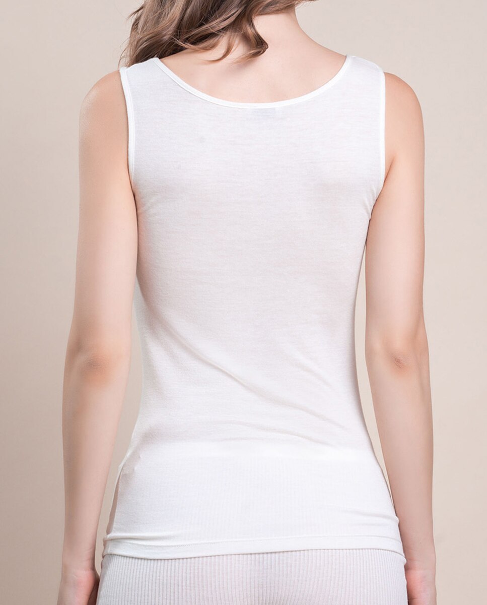 Camiseta interior de mujer sin mangas con escote redondo - Vittoria B. Intimo - Blanco Blanco-2