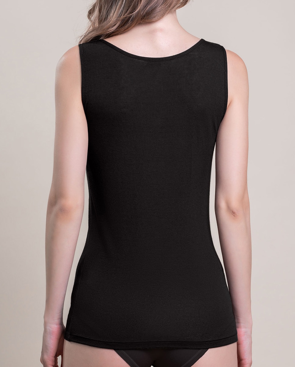 Camiseta interior de mujer sin mangas con escote redondo - Vittoria B. Intimo - Negro Negro-2