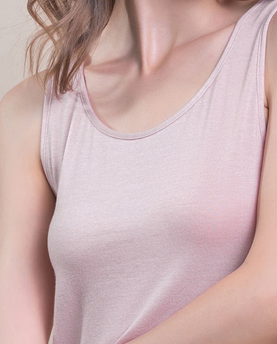 Camiseta interior de mujer sin mangas con escote redondo - Vittoria B. Intimo - Rosa Rosa-3