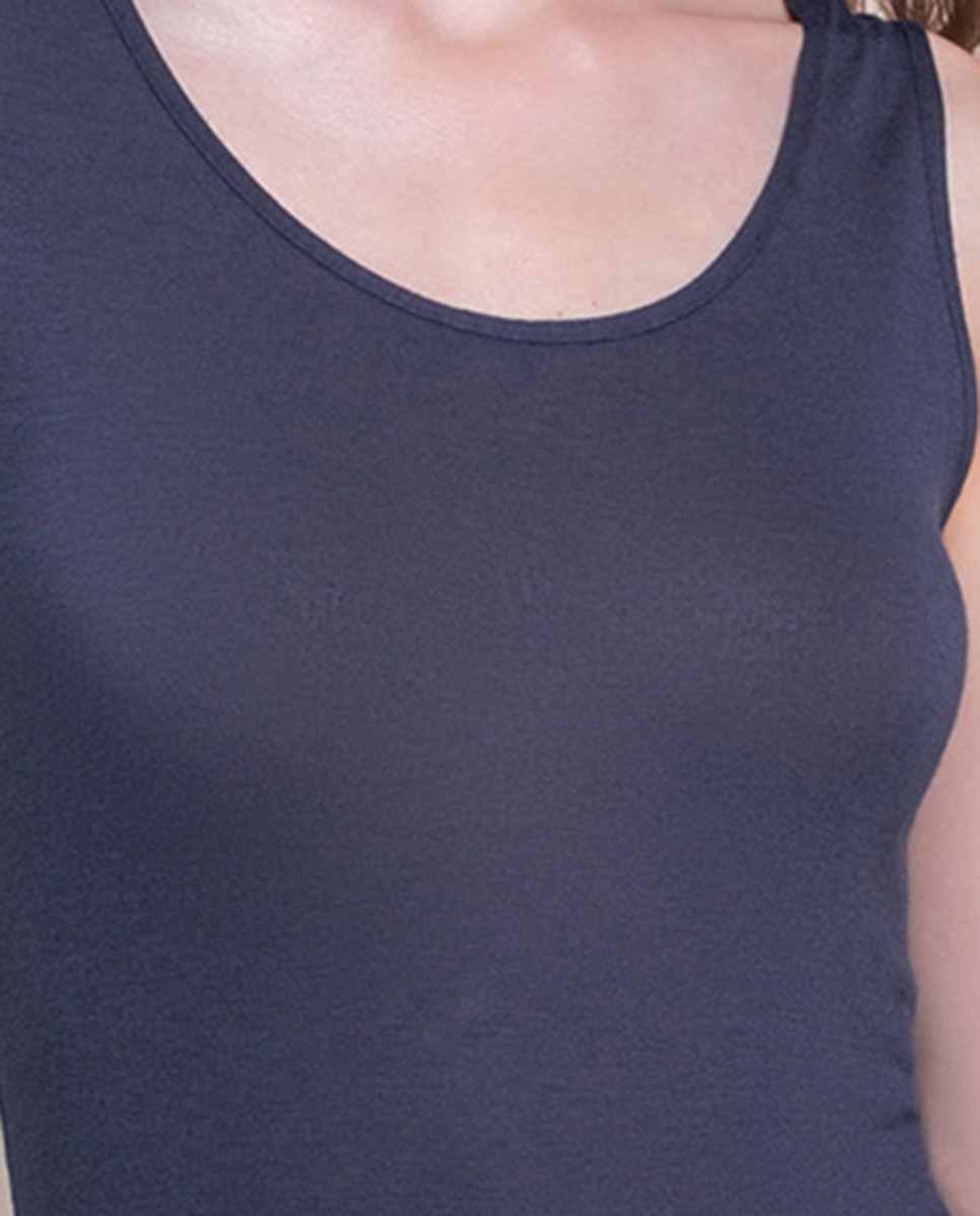 Camiseta interior de mujer sin mangas con escote redondo - Vittoria B. Intimo - Azul marino Azul marino-3